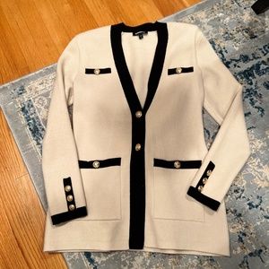 EXPRESS KNIT BLAZER CREAM BLACK MEDIUM